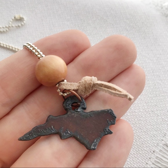Rustic NORTH CAROLINA Handmade Boho State Necklace - Picture 4 of 6
